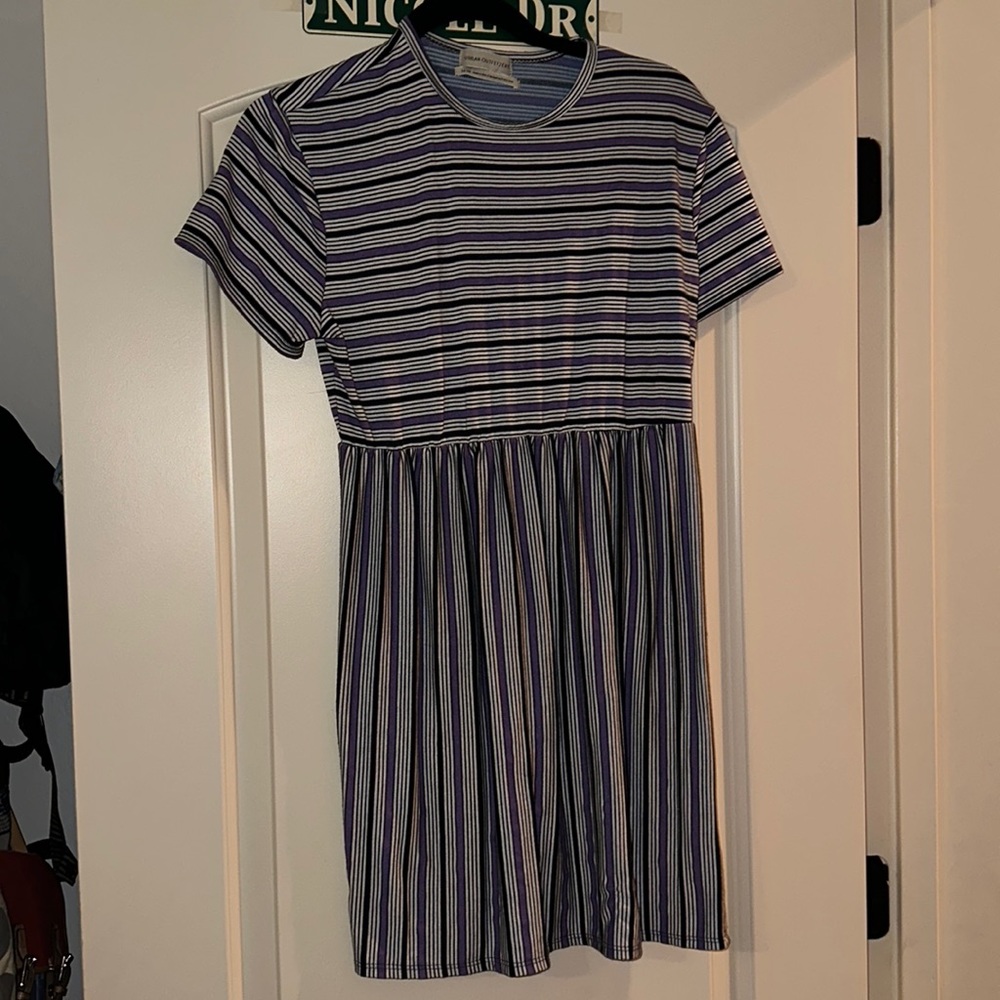 Purple stripped urban outfitters t shirt baby doll dress